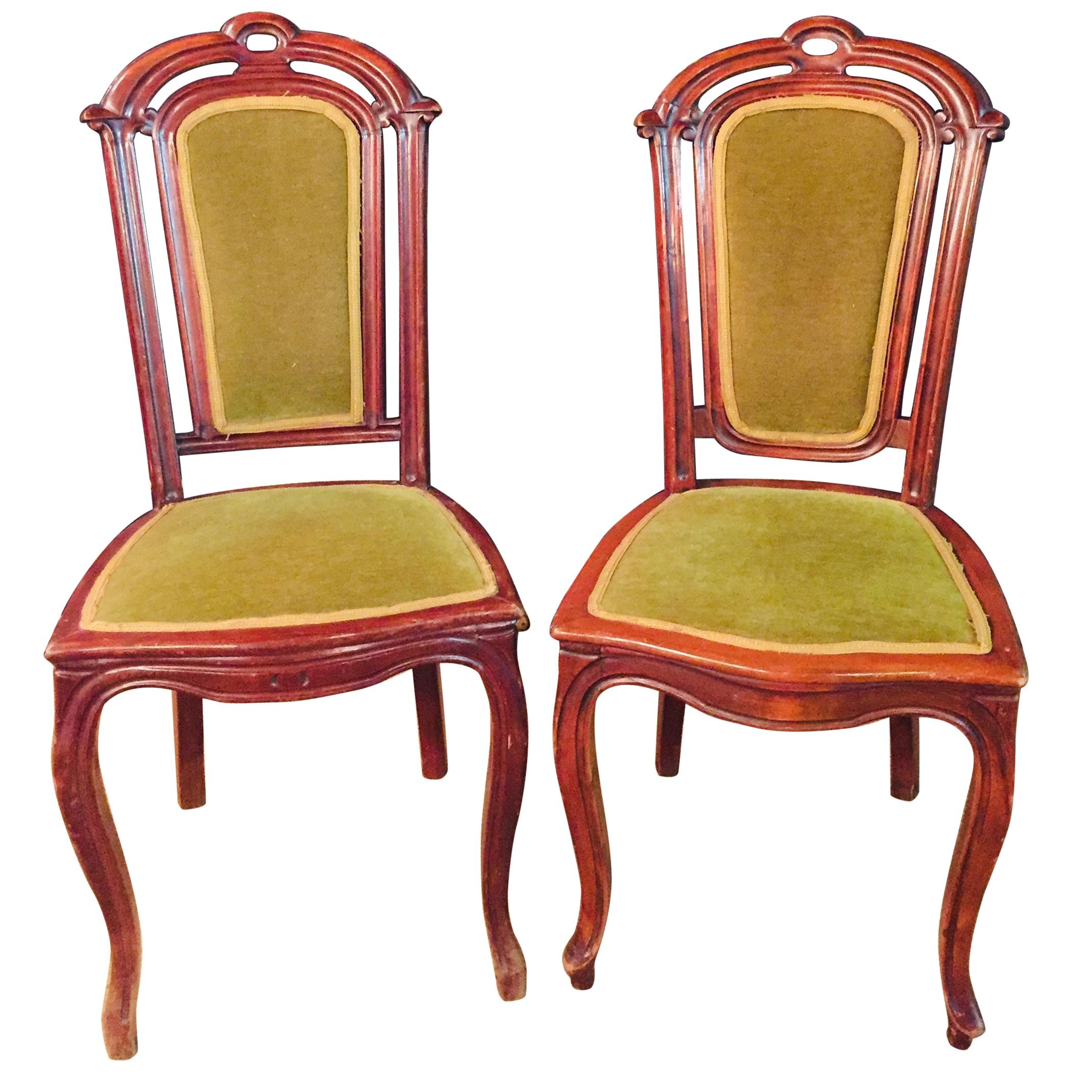 Set of 2 Chairs Mahogany antique Late Biedermeier circa 1860