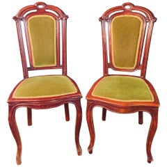 Set of 2 Chairs Mahogany Used Late Biedermeier circa 1860