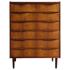 Antique Scandinavian Dark Wood Chest of Drawers, 1950s