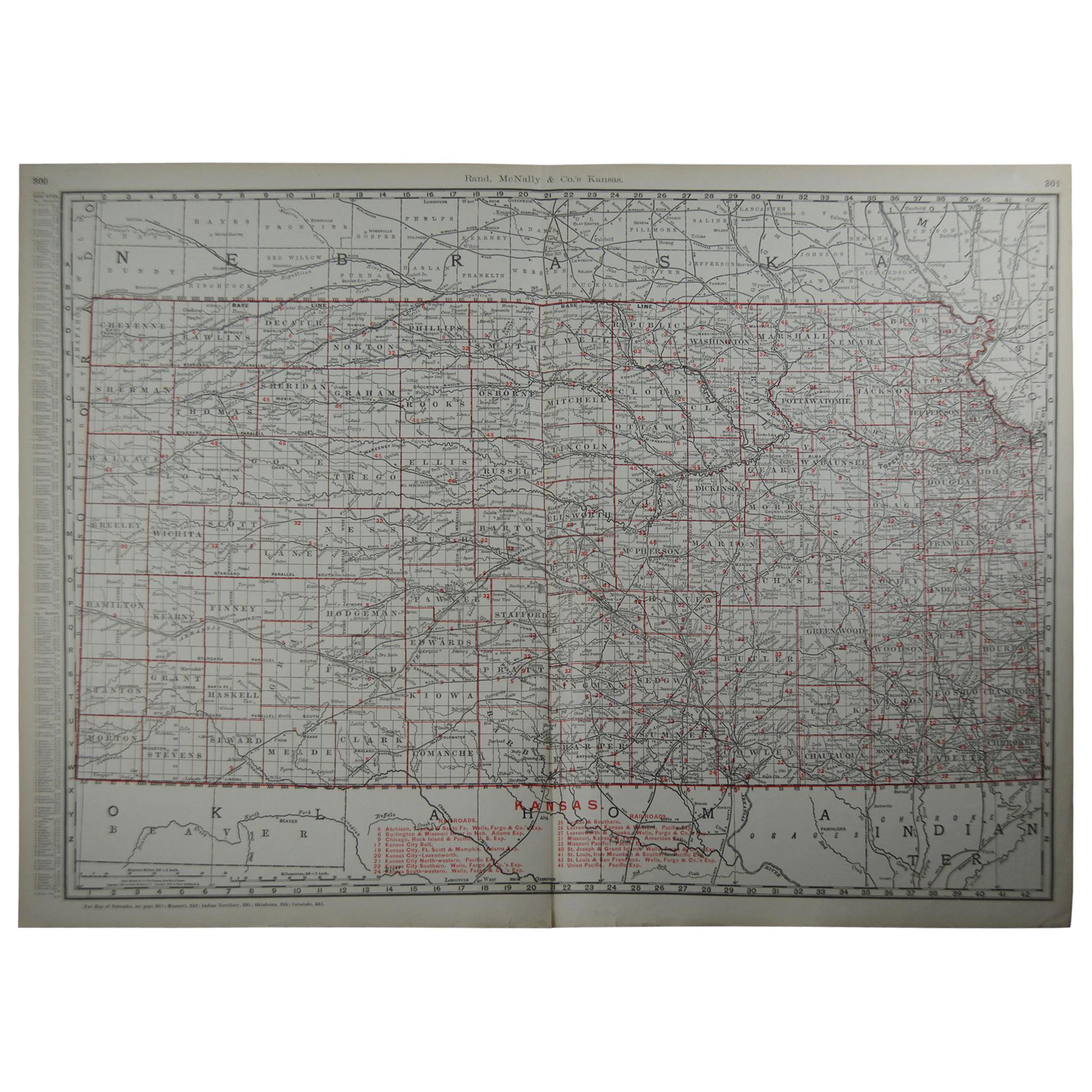 12 Original Antique Maps of American States by Rand McNally, circa 1900