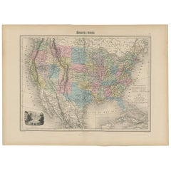 Antique Map of North America by Migeon '1880'