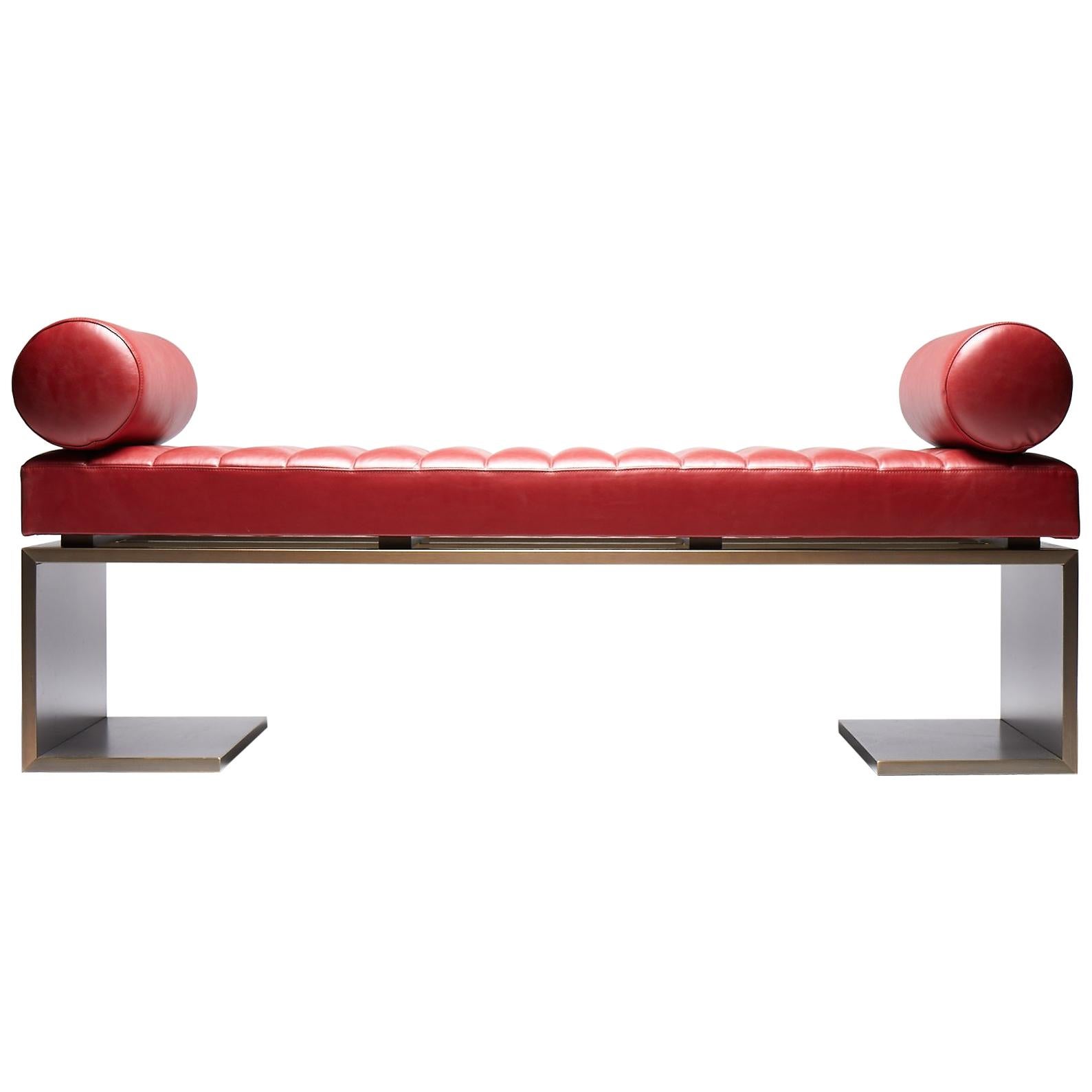 Bronze & Leather Bench, KIMANI, by Reda Amalou Desgin, 2018 - Gallery Collection For Sale