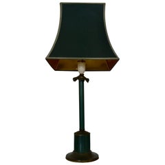 Dark Green Metal Column Table Lamp
