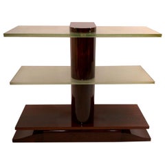 Art Deco Console Table with Saint Gobain Glass and Real Wood Veneer