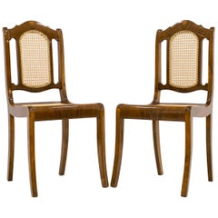 Set of 2 Biedermeier Cane Chairs in Walnut, Germany, circa 1850