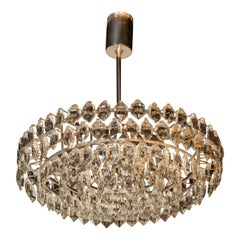 Mid-Century Modern Cut Crystal and Nickel Chandelier by Bakalowits & Sohne