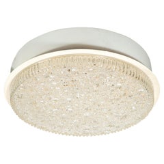 Mid-Century Modern Organic Textured Glass and White Enamel Flush Mount