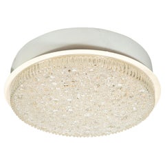 Mid-Century Modern Organic Textured Glass and White Enamel Flush Mount