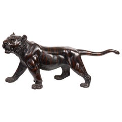 Antique Late 19th Century Japanese Meiji Period Bronze Tiger