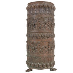 French Brass Umbrella Stand with Nice Carving, 1920s