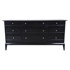 Paul McCobb Style Ebonized Triple Dresser or Credenza by Heywood Wakefield