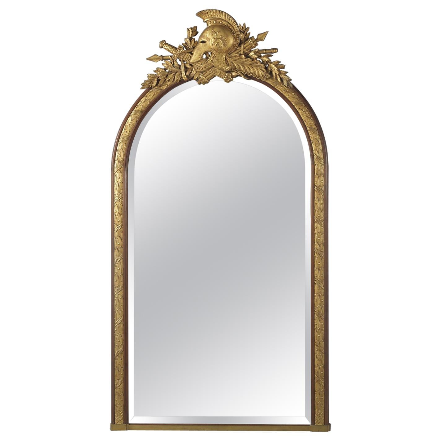 Vergoldeter Overmantel-Spiegel im Empire-Stil von Alix A Paris, um 1880 im Angebot