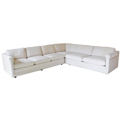 Contemporary Modern 3-Piece L Shaped White Sectional Sofa by Henredon 1980s