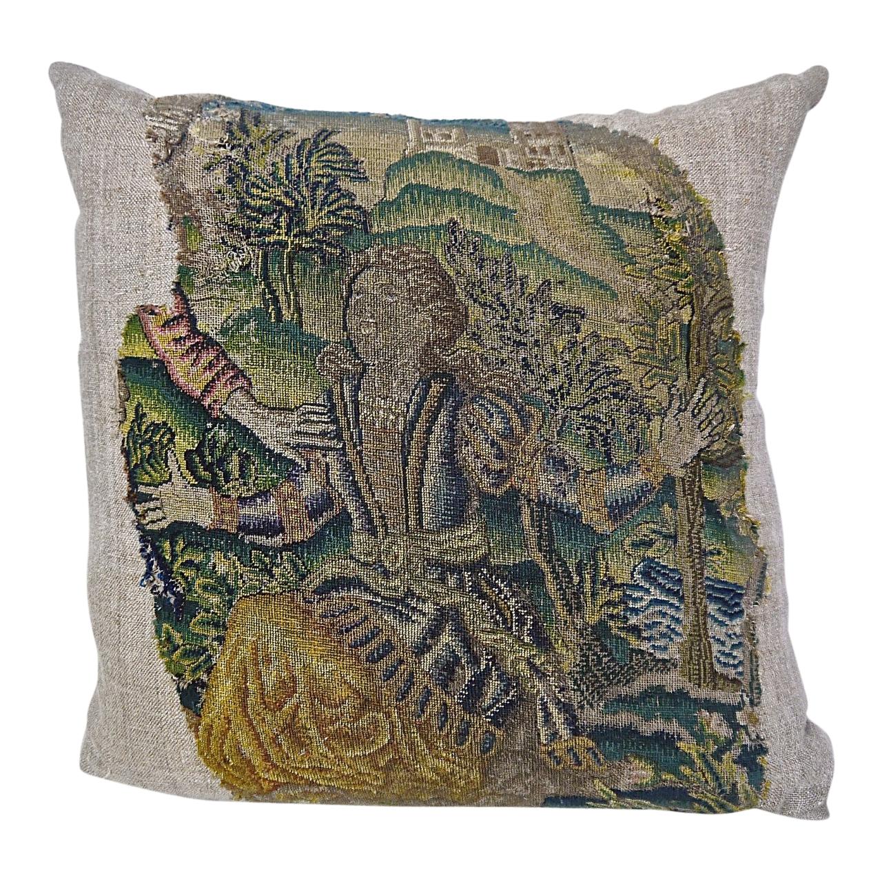 Wool and Silk Needlework Pillow French, 17th Century For Sale