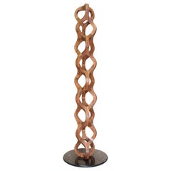 Contemporary Mexican Geometric Modular Handcrafted Wooden Tower Sculpture