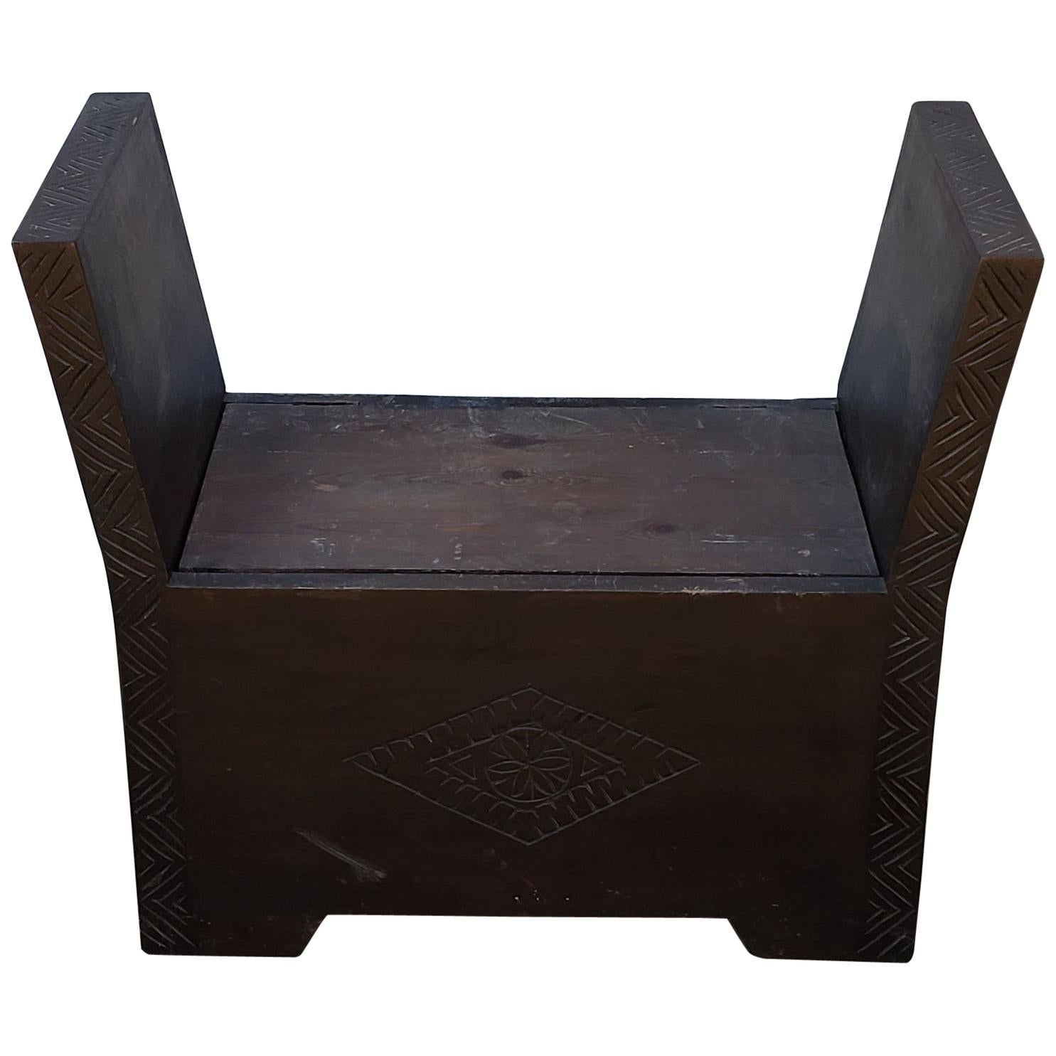Moroccan Cedar Wood Bench / Trunk, 1 Seat For Sale