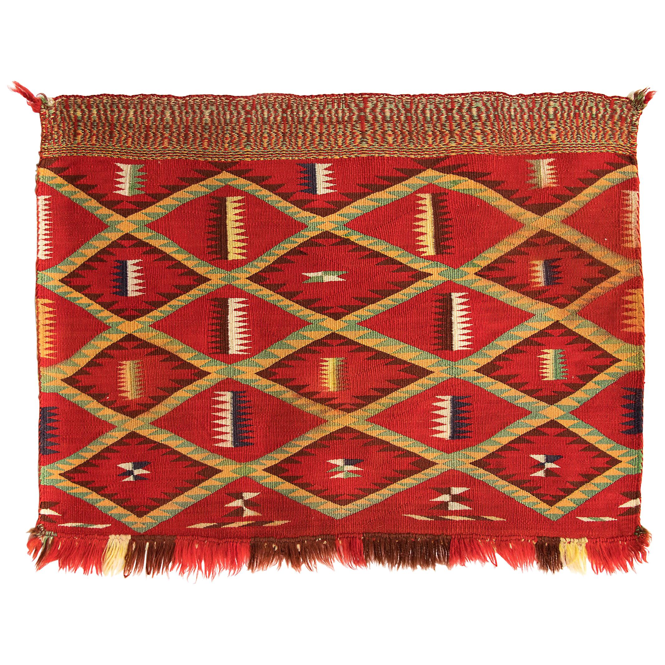 Antique Navajo Germantown Saddle Blanket, circa 1890, Eyedazzler Pattern