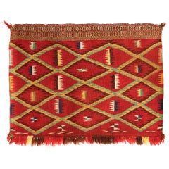 Antique Navajo Germantown Saddle Blanket, circa 1890, Eyedazzler Pattern