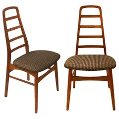 Vintage Danish Modern Pair of Solid Teak Dinning Chairs with Tall Backs