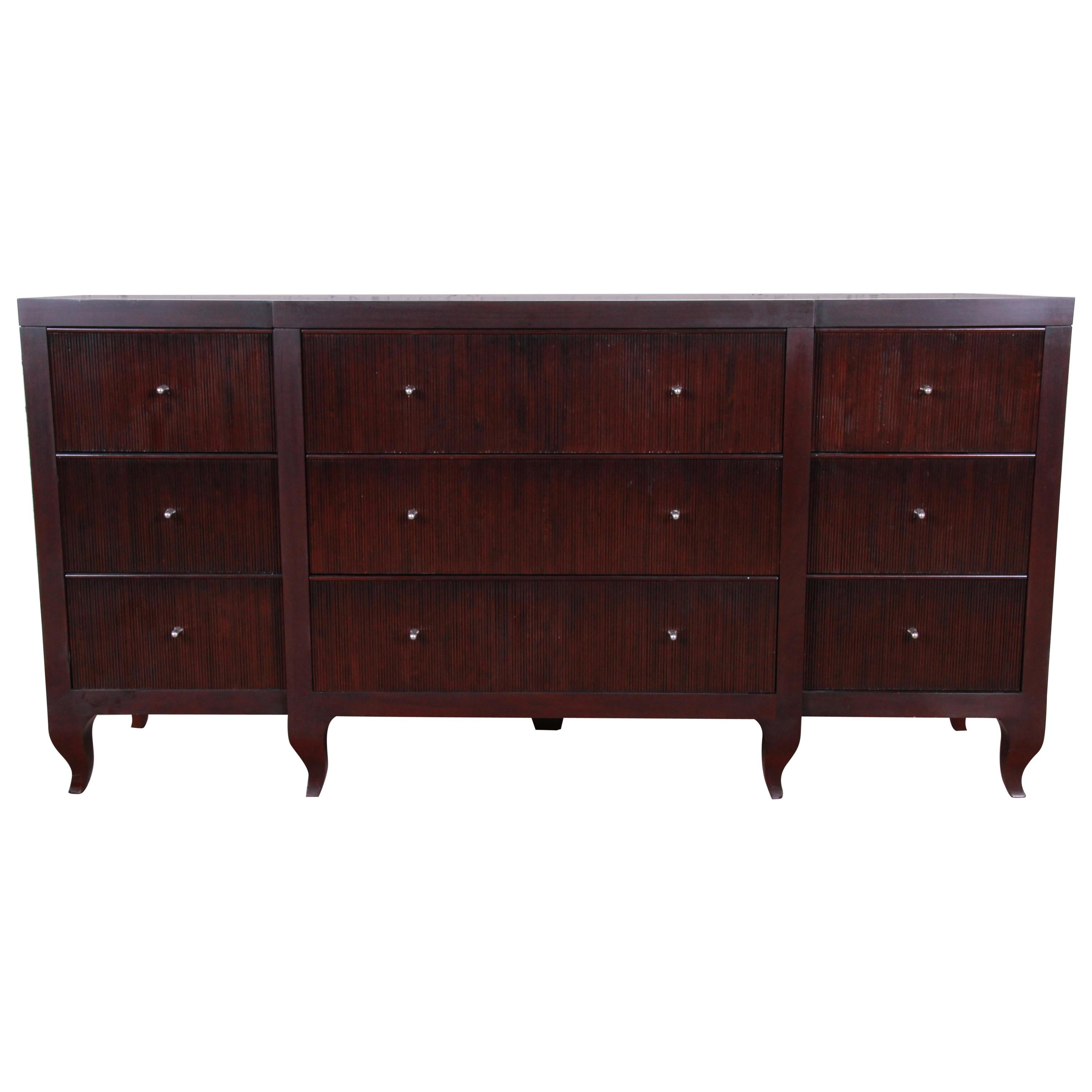 Barbara Barry for Baker Furniture Dark Mahogany Triple Dresser or Credenza