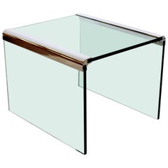 Mid-Century Modern Pace Waterfall Side End Table Chrome & Glass 1970s