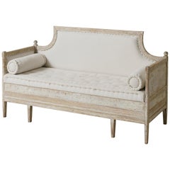 Antique 18th Century Swedish Gustavian Period Sofa Bench in Original Paint