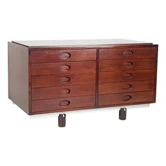Stained wood  & Aluminum '60s Chest of Drawers by G. Frattini for Bernini