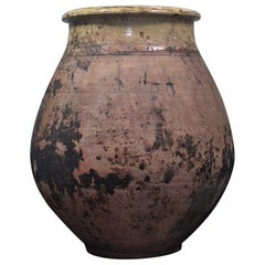 Antique Large French Early 20th Century Clay Biot Olive Jar, Primitive Pot 