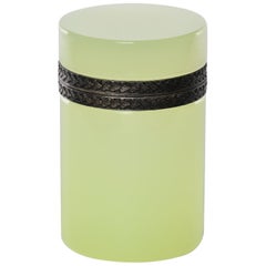 French Opaline Uranium Glass Cylindrical Hinged Box