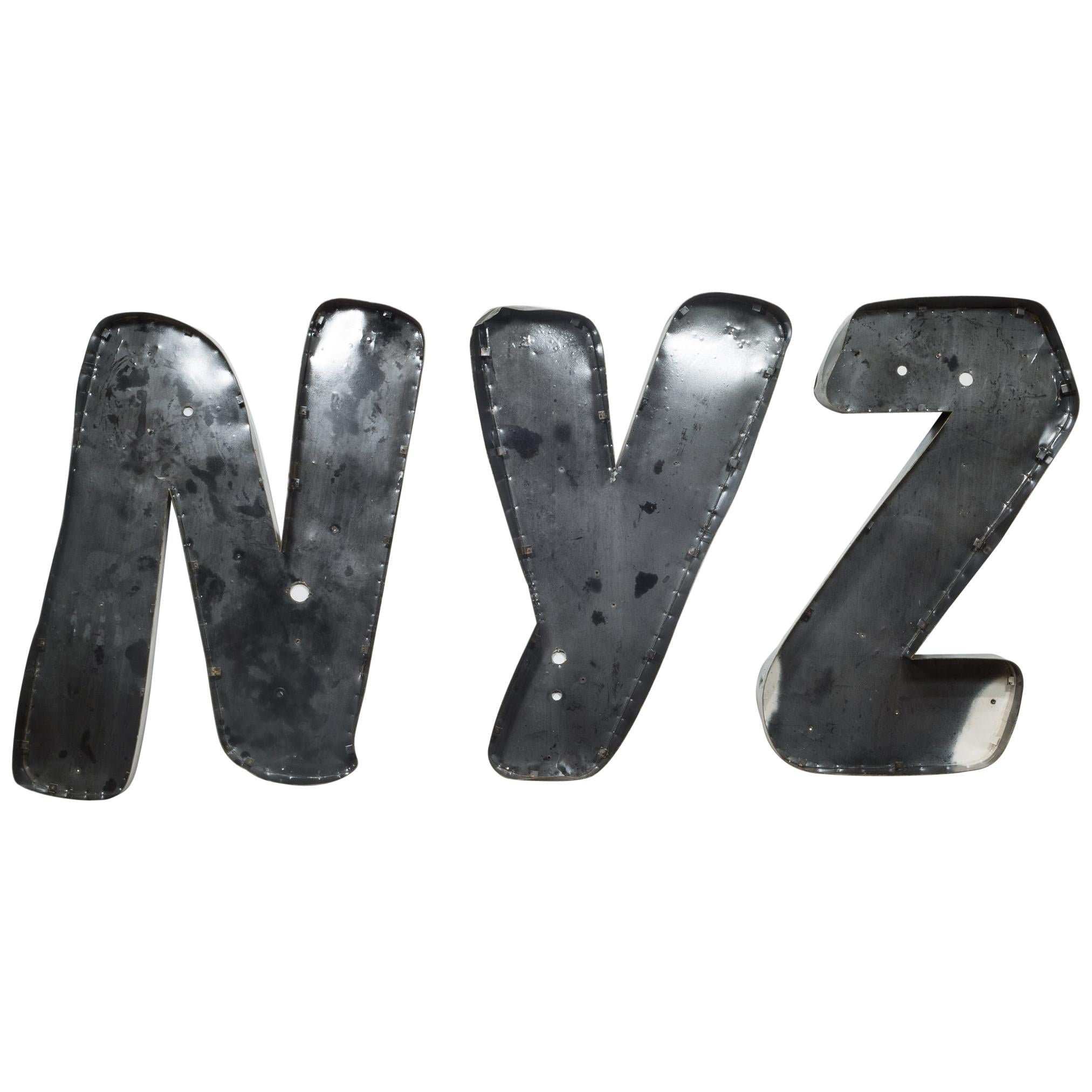 Large Vintage Channel Letters "NYZ", circa 1950s