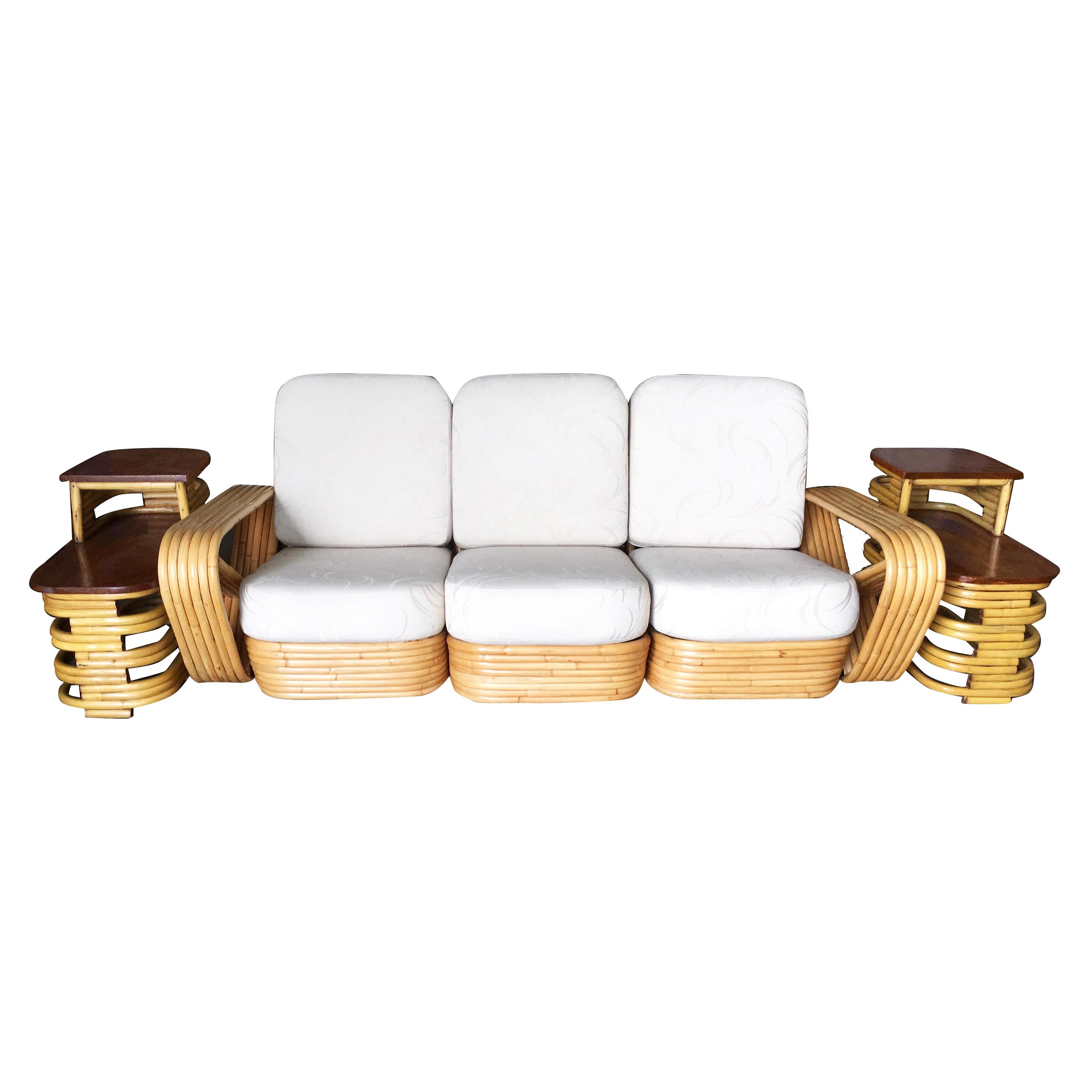  Restored Paul Frankl Six-Strand Sectional Sofa Living-Room Set with Side Tables