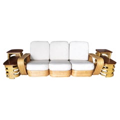  Restored Paul Frankl Six-Strand Sectional Sofa Living-Room Set with Side Tables