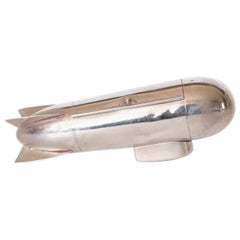 Machine Age Art Deco Chrome Zeppelin Cigarette Holder or Trinket Box