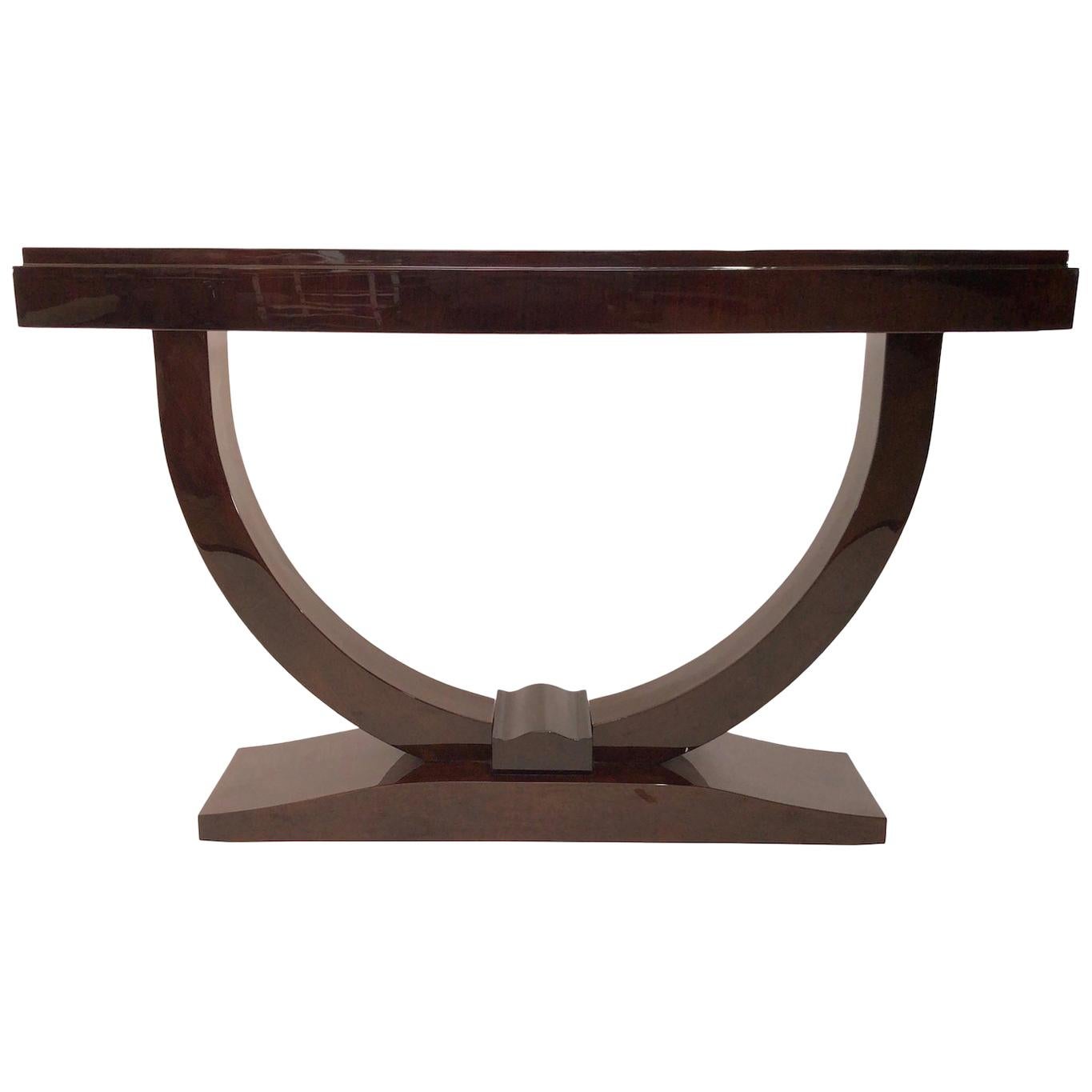 Original 1930s Art Deco Console Table in Real Wood Veneer For Sale