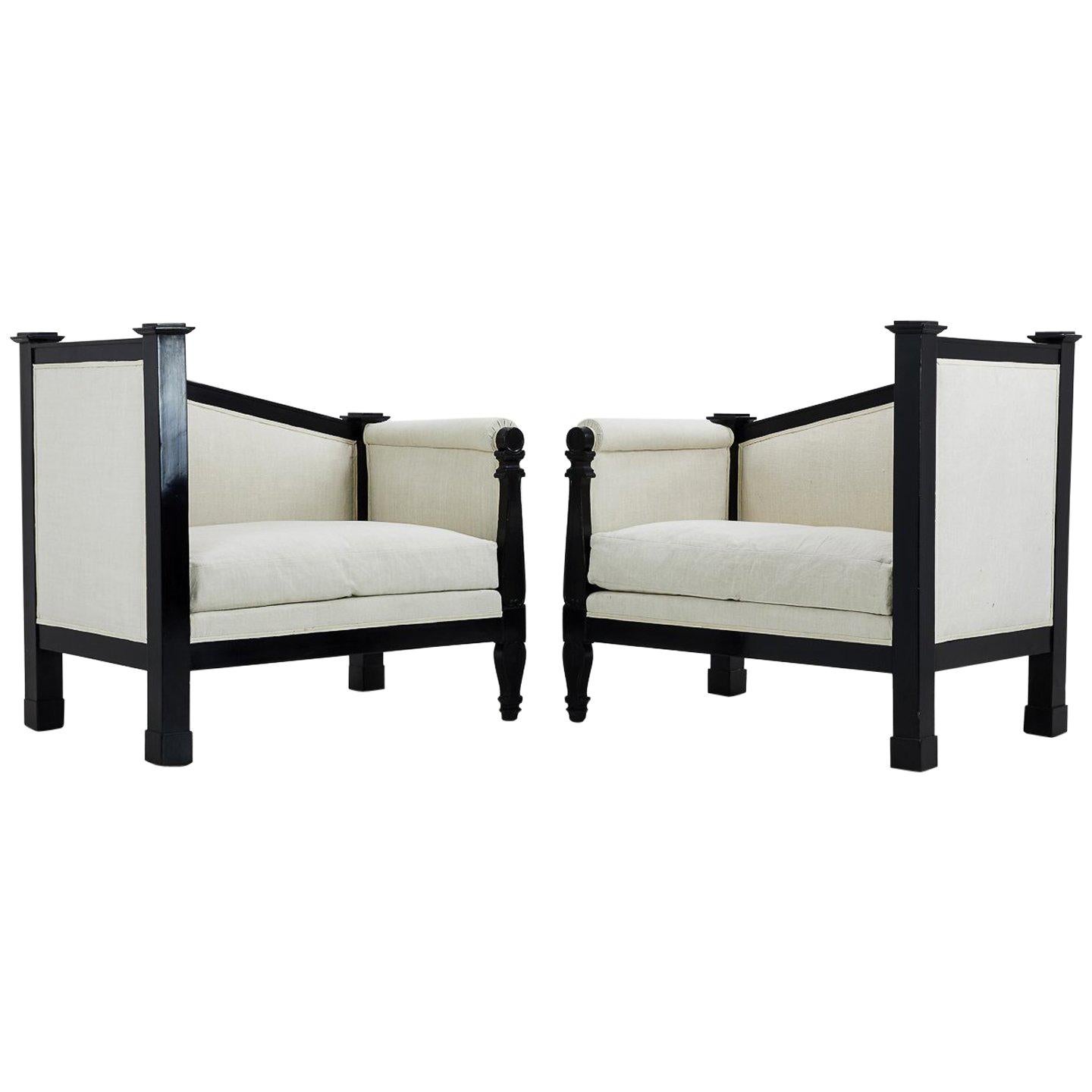 Pair of Early 19th Century French Ebonized Sofas For Sale