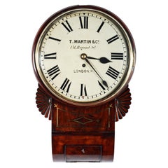 Antique 19th Century Regency Mahogany Fusee Wall Clock