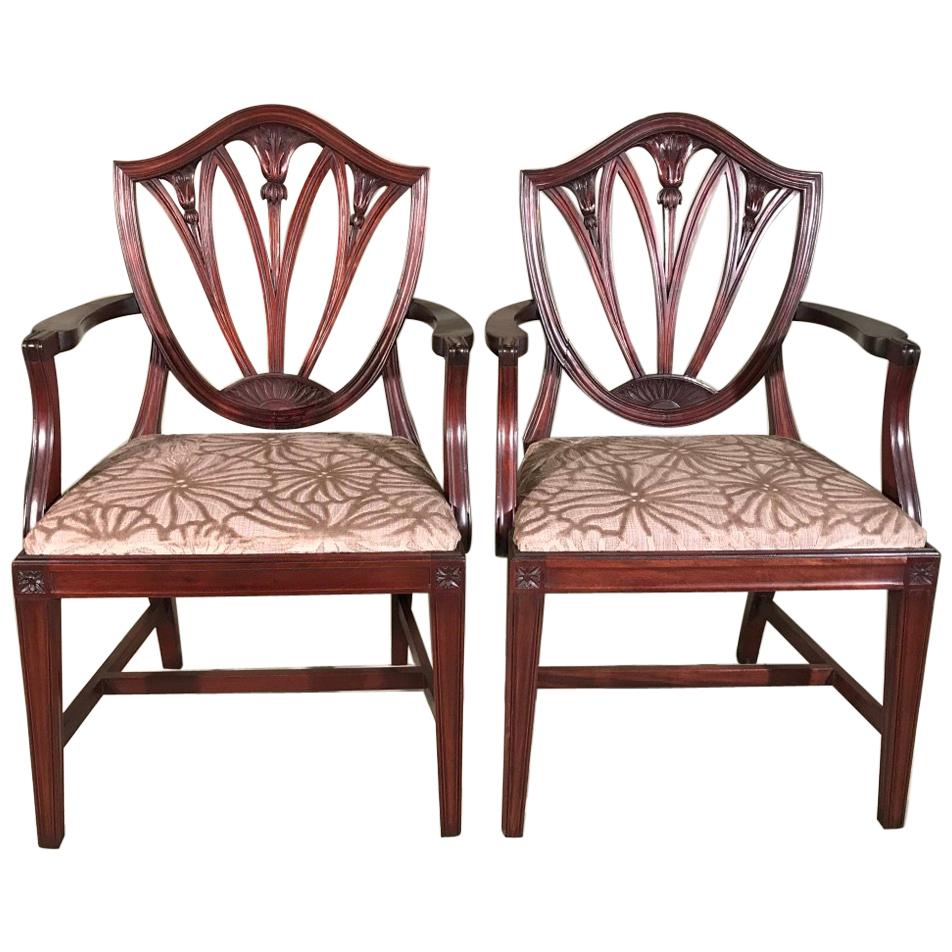 Pair of 19th Century Mahogany Carver Chairs or Desk Chairs