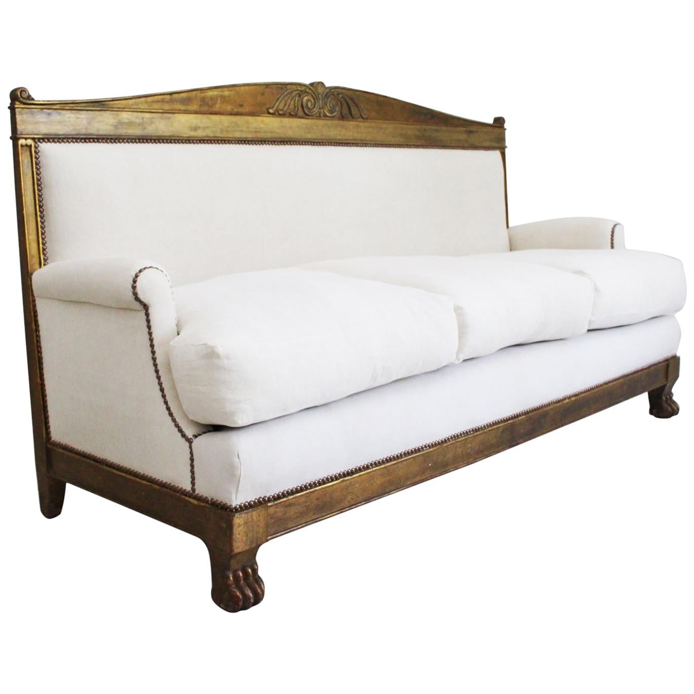 French Empire Style Late 19th Century Gilt Sofa