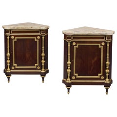 Pair of Louis XVI Style Corner Cabinets by Henry Dasson, circa 1890