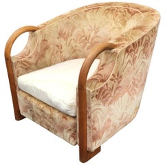 Silla Art Decó Bergere de nogal y terciopelo, circa 1930
