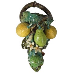 Menton Majolica Lemons Wall Pocket