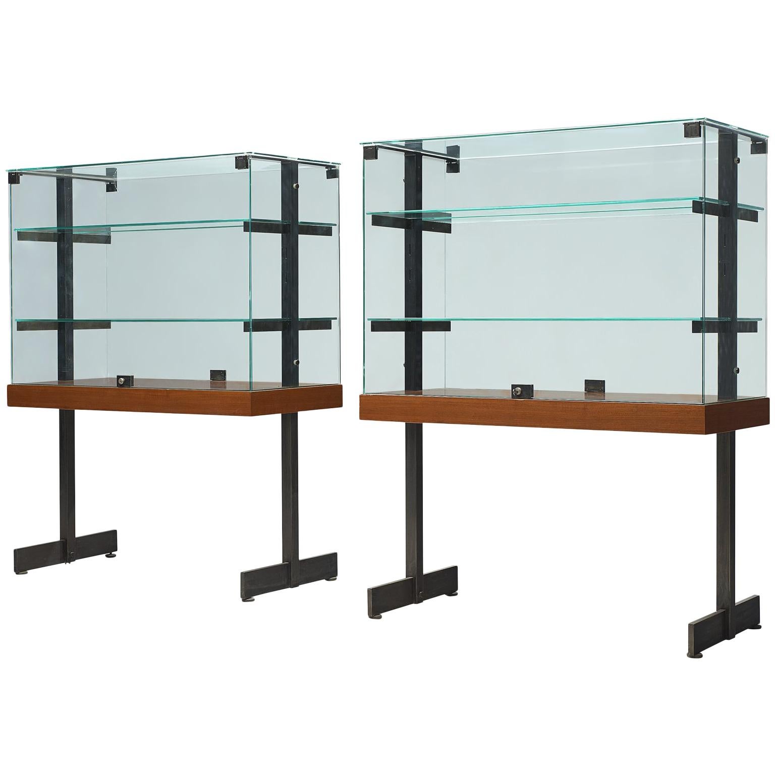 De Coene Large Set of Showcases with Steel Legs