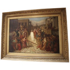 Antique Resurrection of Jesus Signed Eugene Hindle, 1893 Painting