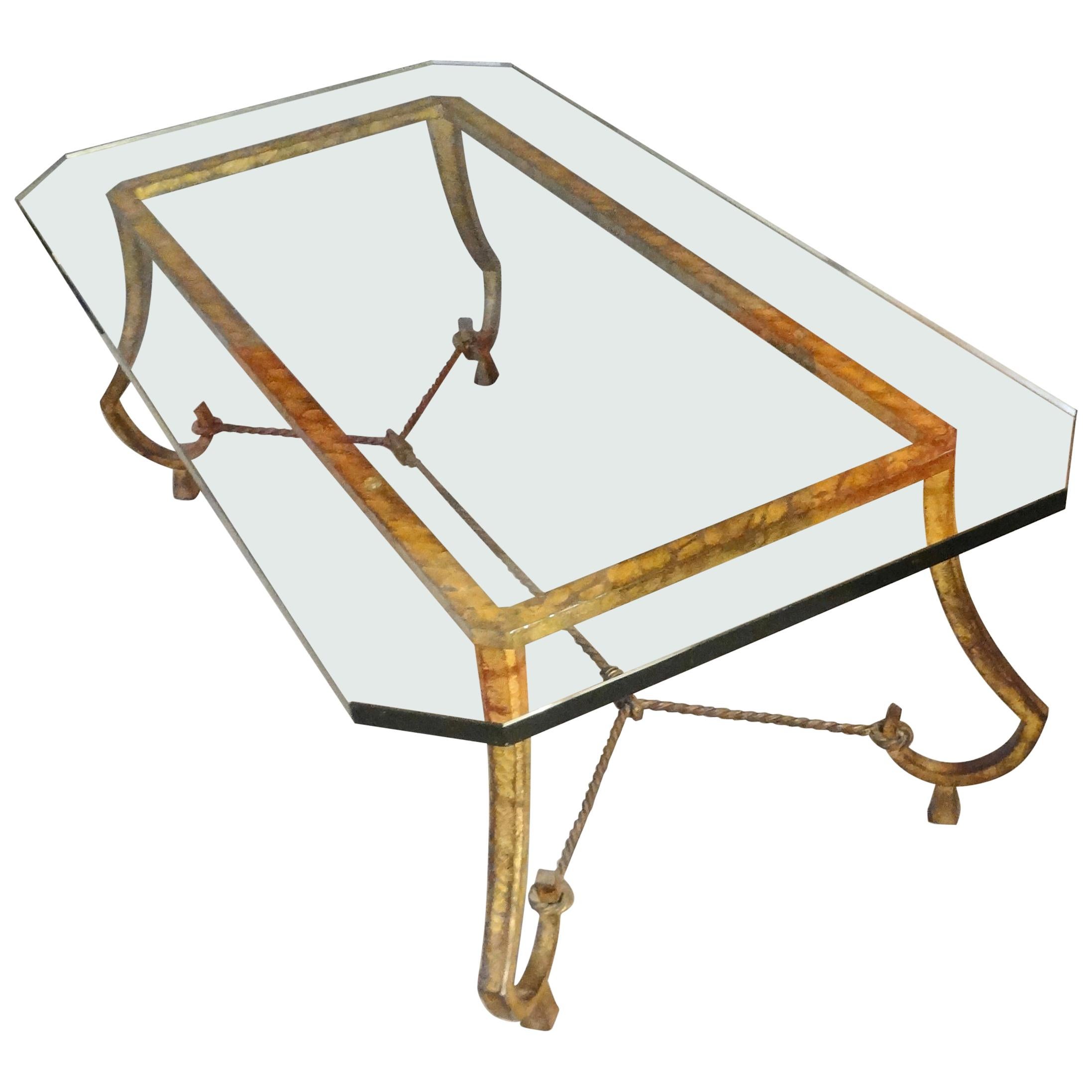 Gilt Iron Coffee Table by Maison Ramsay, 1950s