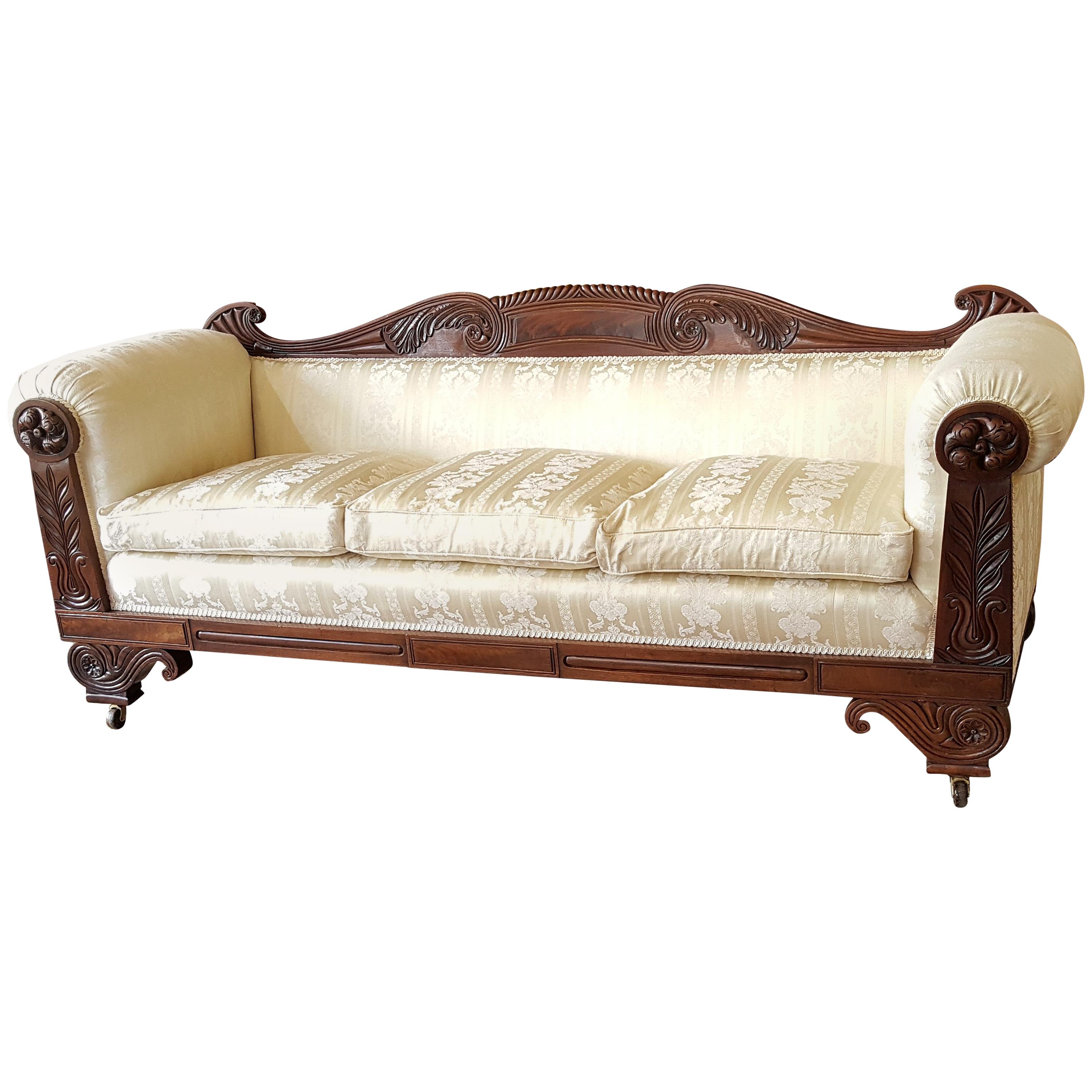 William IV Carved Mahogany Framed Settee For Sale