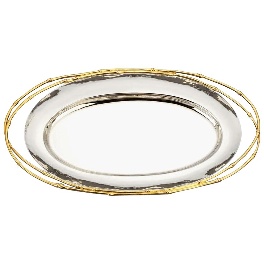Bamboo Gold Tray Gold-Plated 24-Karat For Sale