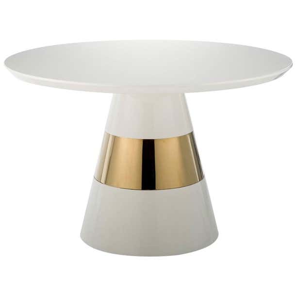 Gold Ring Round Table in White Lacquered Finish at 1stDibs | fluted ...