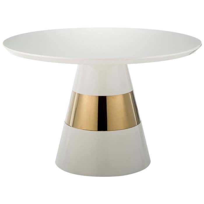 Gold Ring Round Table in White Lacquered Finish at 1stDibs | fluted ...