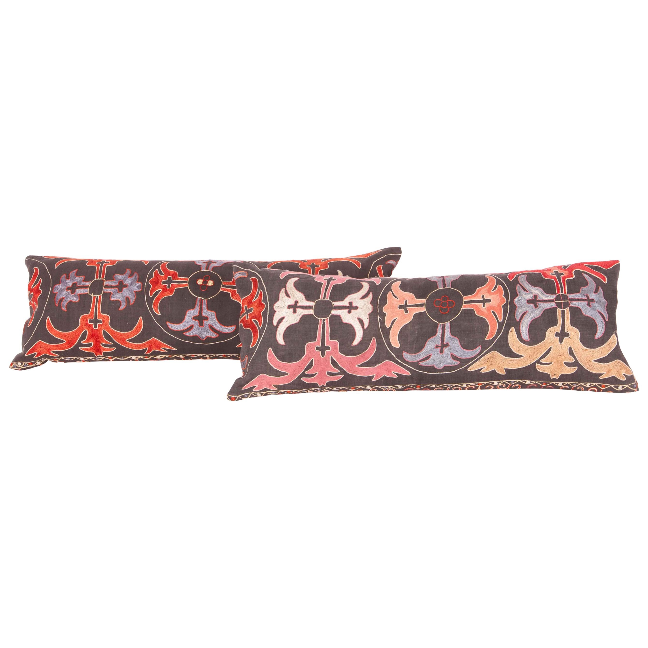 Vintage  Pillow Cases fashioned from a Kyrgyz or Kazak Embroidery For Sale