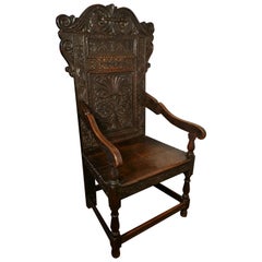 17th Century Carved Oak Wainscot Chair